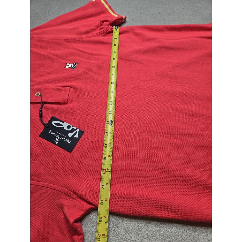 Psycho Bunny Men’s Red Polo Shirt Short Sleeve Blue Stripe Collar Cotton Large - Picture 9 of 10
